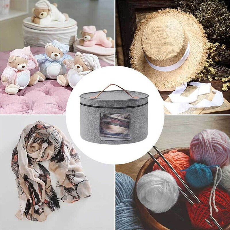 Round Hat Storage Box Large Pop Up Hat Box Organizer with Lid For Travel or Home image 7