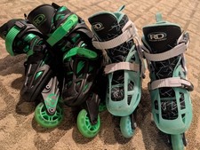 2 Pairs Roller Derby RD Youth Inline Skates Adjustable Size 3-6 Size 12-2