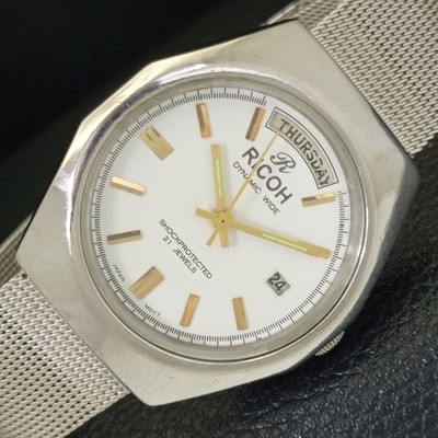 VINTAGE RICOH R31 AUTOMATIK JAPAN HERREN WEISSES ZIFFERBLATT UHR a701965-2