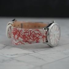 Omega 26mm De Ville Mini Tresor Steel Diamonds Ladies Watch Red Strap 428.17.26 3