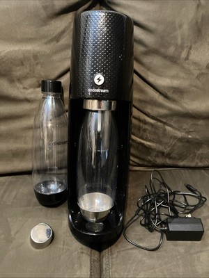 Sodastream One Touch CO2 Sparkling Water Maker Black w/2 Bottles 20V DC Adapter