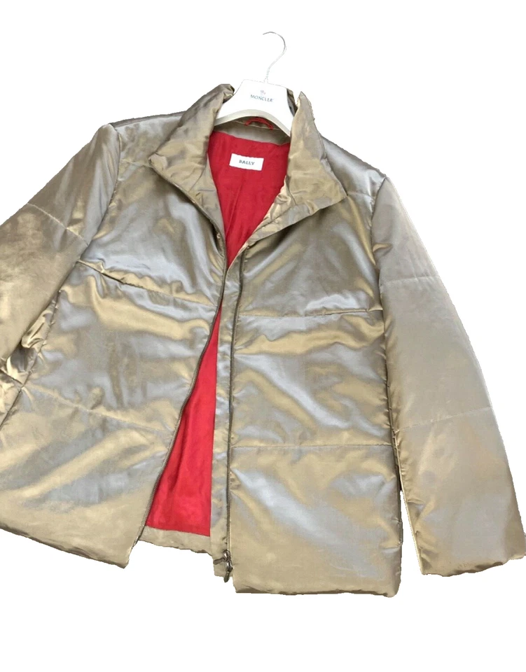 RARE SHINY Women's BALLY Down Jacket Coat Puffer Bomber EU 42 US 12 UK 14 - 16 L - Image 2 of 4