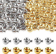 80 Pcs Crimp Beads for Jewelry Making, Gold  Silver Flat round Crimping Beads f