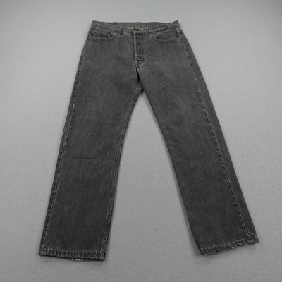 Vintage Levis Jeans Mens 34x30 Gray Denim 501 Button Fly Distressed 80s Straight