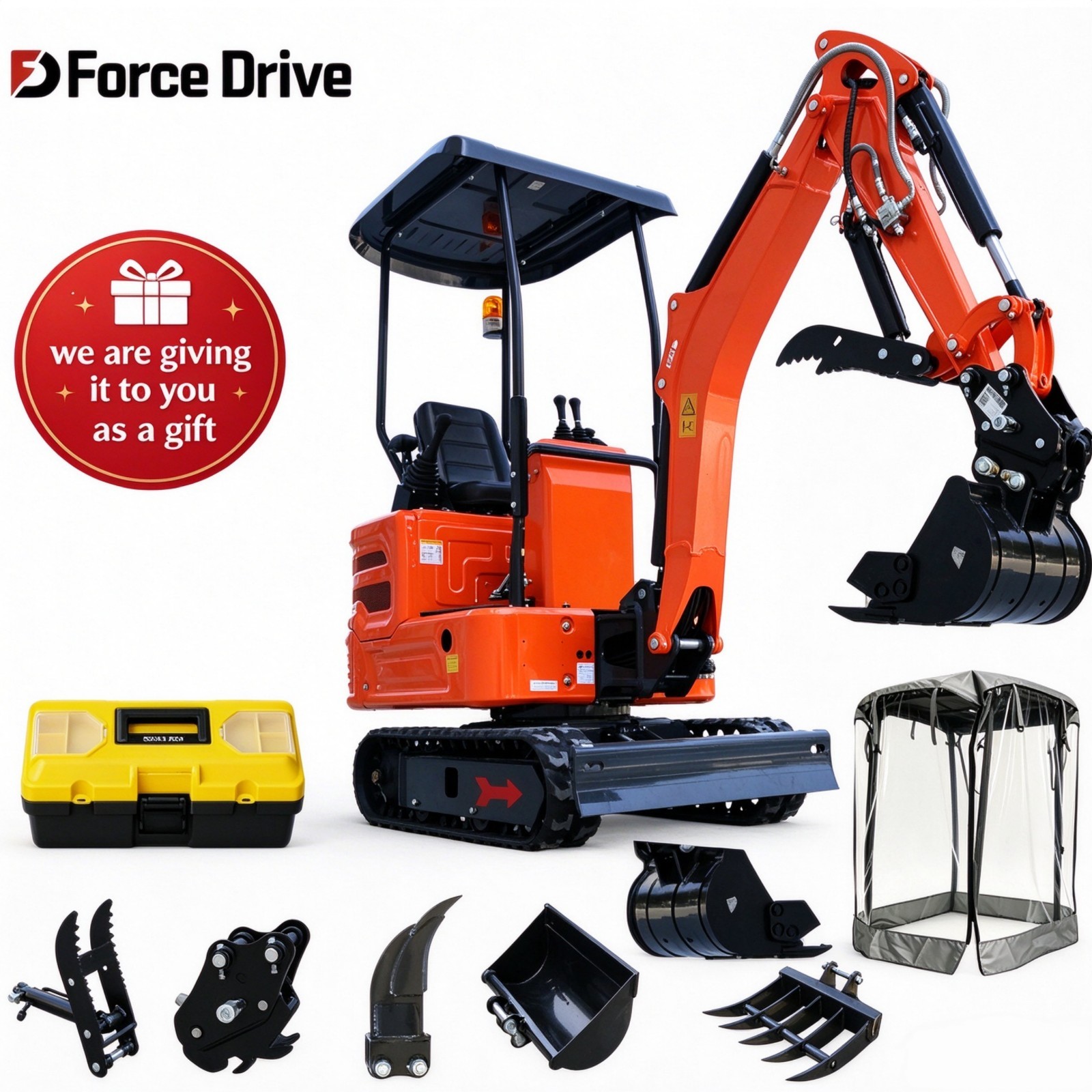 1.4 T Mini Excavator B&S Gas Engine Side Swing Hydraulic Thumb Free 8Attachment