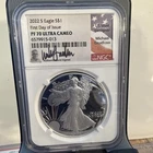 2022 S SILVER EAGLE NGC PF 70 Ultra Cameo M. GAUDIOSO SIGNED FIRST DAY OF ISSUE.