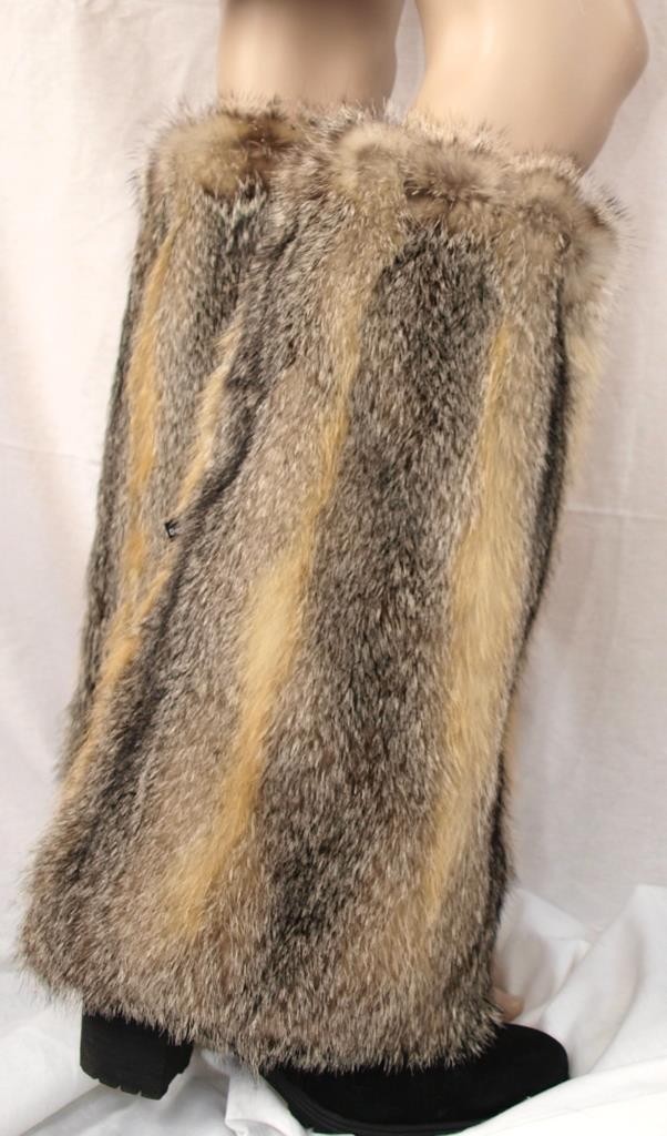 Mangas De Piel Gris De Zorro Para Botas Calentadores De Pierna Naturales