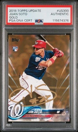 2018 TOPPS UPDATE GOLD JUAN SOTO ROOKIE RC 1598/2018 PSA AUTHENTIC DNA AUTO 