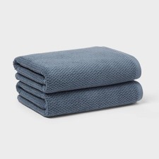 2pc Luxe Textured Dot Bath Towel Blue - Threshold