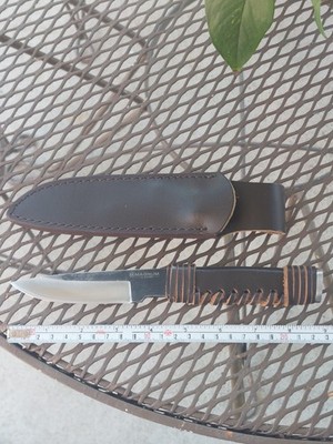 boker magnum fixed blade knife Leather Wrapped Handle
