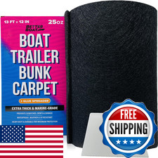 Boat Trailer Bunk Carpet Black 13Ft X 12In Roll 1/4 Extra Thick Marine Grade