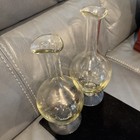 2 Vintage Clear Glass Footed Vases Ruffle Wavy Rim Top — photo 2