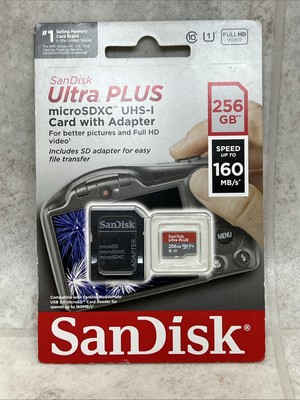 SanDisk Ultra Plus MicroSDXC UHS-I Memory Card with Adapter V10 256GB 160MBs