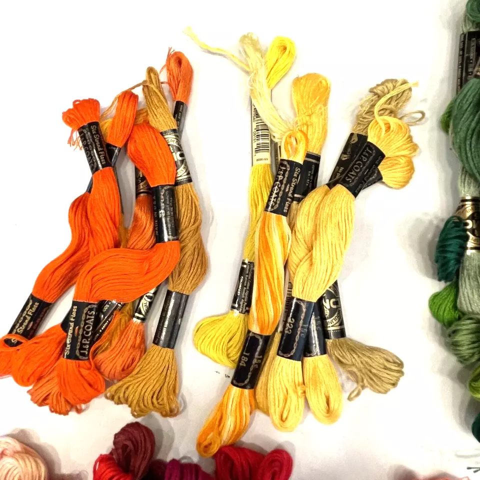 Cotton Embroidery Floss Lot J&P Coats & DMC About 125 Full & Partial Skeins - Image 2 of 4