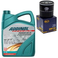 MotoröL Set 0W-20 Addinol 5 Liter + ÖLfilter Sm 134 FüR Mazda Nissan Juke Subaru