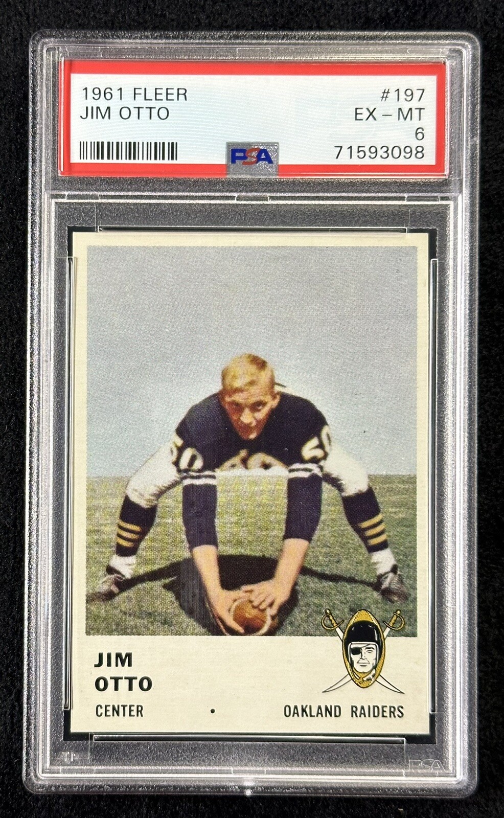 1961 Fleer #197 JIM OTTO PSA 6 (EX-MT) - Oakland Raiders - RC - HOF