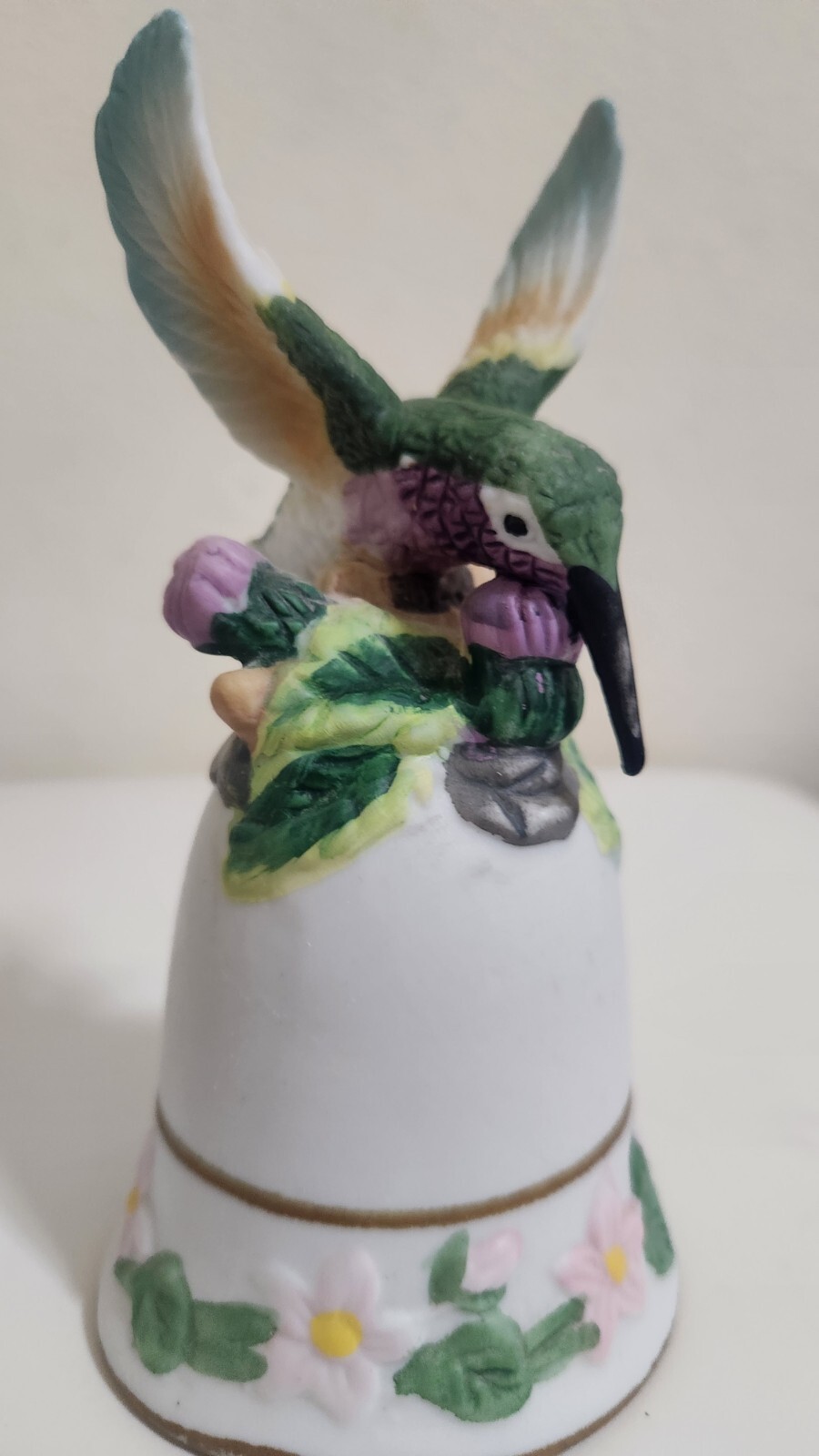 Classic Treasures Porcelain Collectible Hummingbird Dinner Bell Smoke Free Home