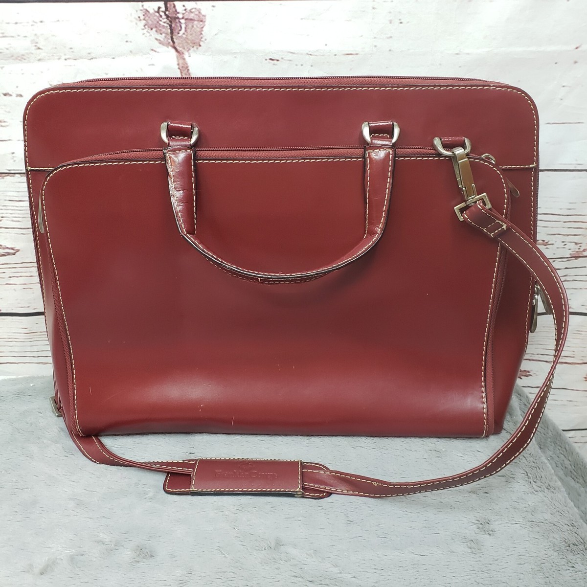 Franklin Covey red leather backpack Small Runwell Backpack - Ruby main image 4