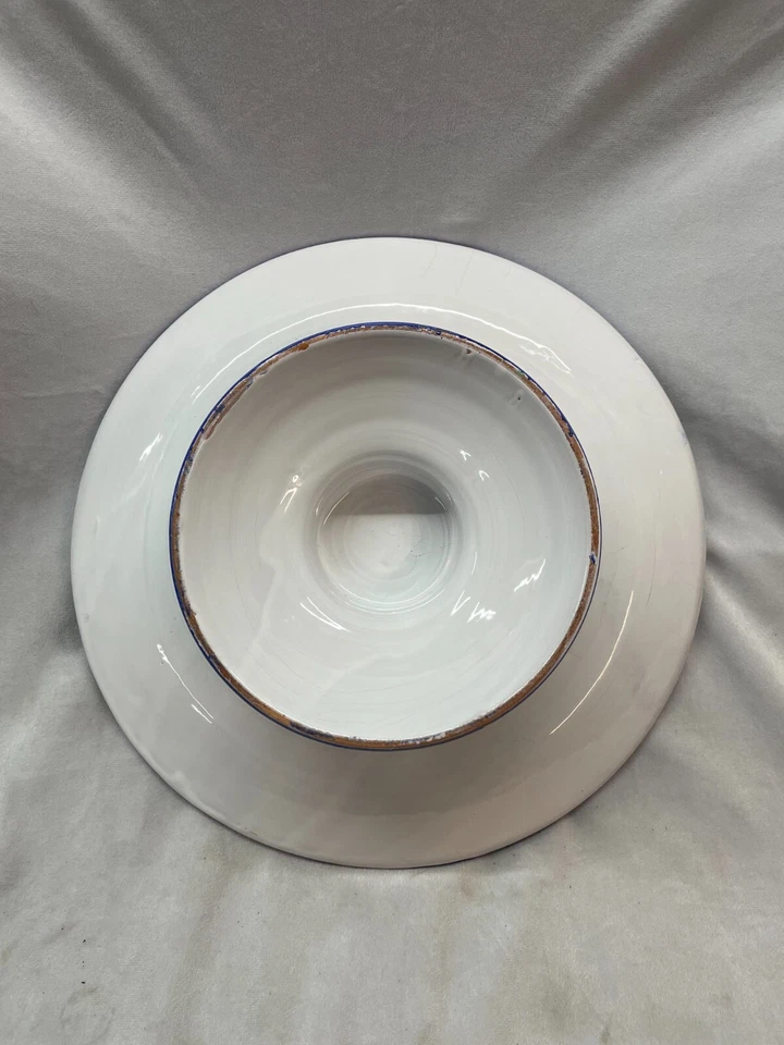 White Cake Stand Pedestal Petite Blue Grapes Fruit Design 13” Porcelain - Image 3 of 4