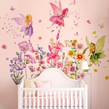 Cartoon Flower Fairy Butterfly Décor Girl Kid Bedroom Wall Removable Detachable