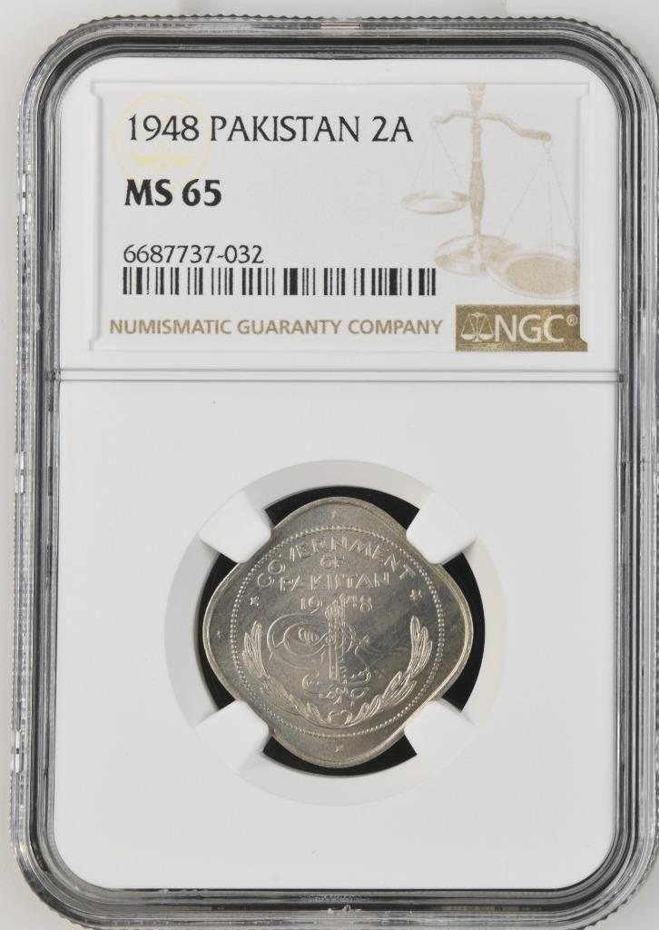 Pakistan 2 Annas 1948 NGC MS 65