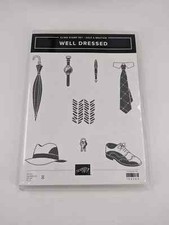 Stampin Up Well Dressed Father's Day Rubber Stamp Set Fathers Watch Hat Keys Tie
