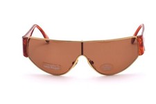 Vintage Sonnenbrille Laura Biagiotti Italy Design Gold Braun ungetragen 80er D17
