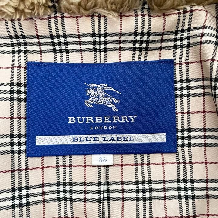 Burberry Blue label Beige wool with fur long coat size:36(S) from Japan