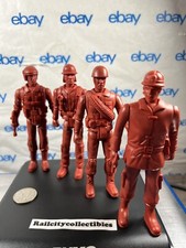 VINTAGE GREENBRIER TOYS LOT OF 4 MOVABLE PARTS RARE RED PLASTIC - Firefighters