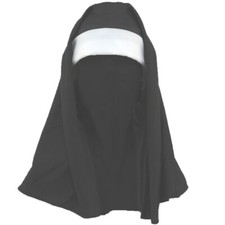 Black  White Catholic Church Nun Hat Costume Accessory Headpeice Hood Veil