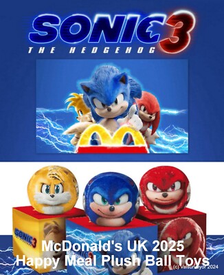 McDonald's Happy Meal UK 2025 SONIC choice of soft plush roller