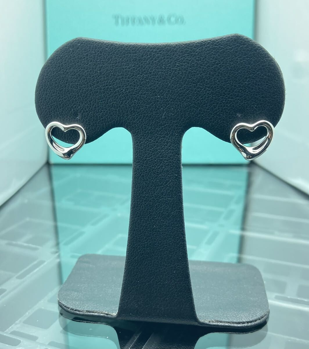 Tiffany & Co. Open Heart Stud Pierced Earrings Sterling