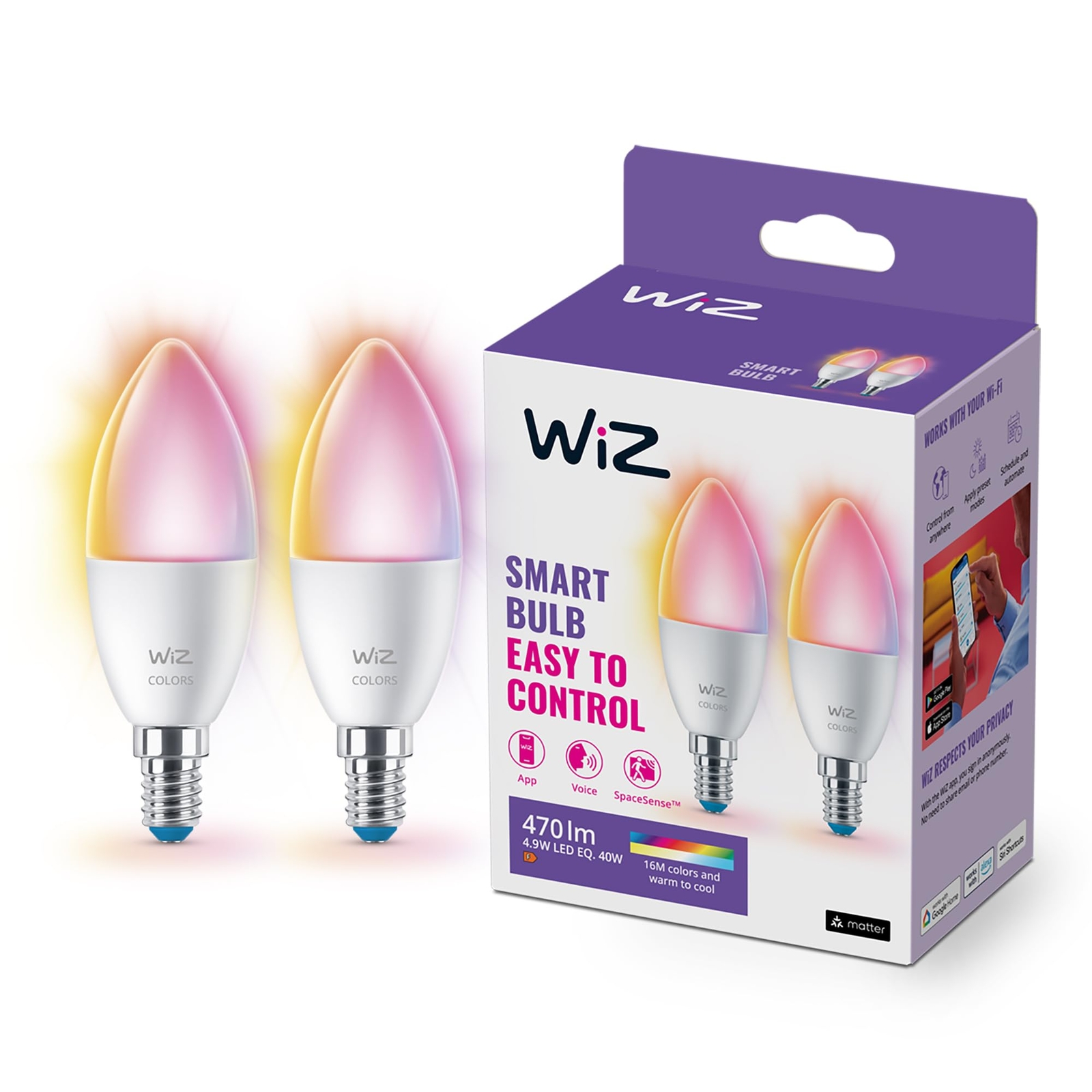 Wiz - Candle C37 E14 2Pack Color NUOVO