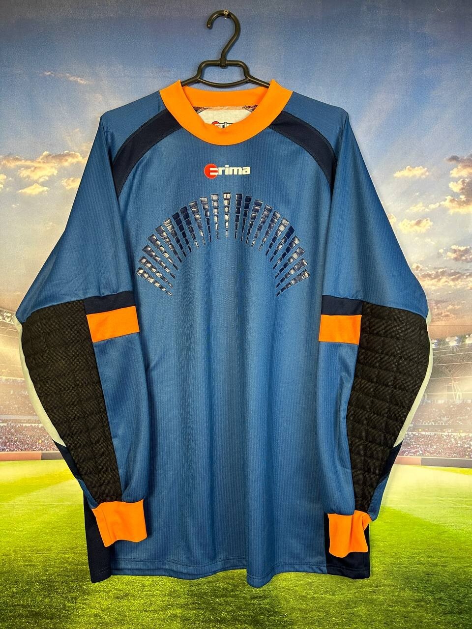 Erima Vintage Jersey Goalkeeper Football Shirt Blue Trikot Mens Size 2XL