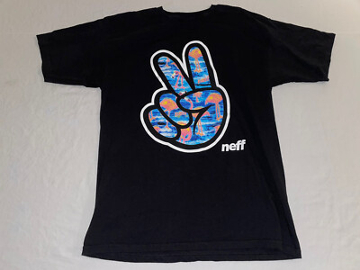 Neff T Shirt Men s Large Black Short Sleeve  Peace   100% Cotton NWOT!