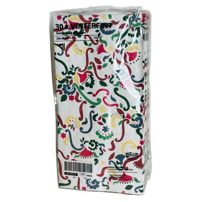 IKEA 2021 Vinterfint Christmas Collection Folk Art 30-Pack Paper Guest Napkins