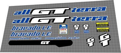 1993 GT Bravado LE BLUE decal set