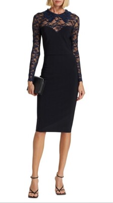 NWT Chiara Boni La Petite Robe Lien Lace Dress 8 U.S./44IT Black+Navy  MSRP$750 | eBay