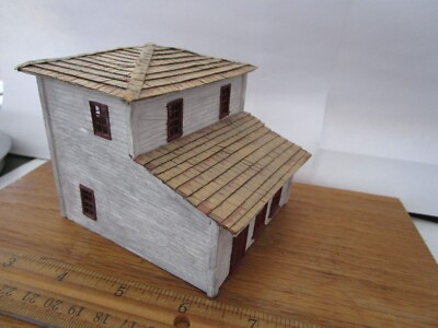 Vintage Pro Built Weathered HO 1/87 Wood Old House Building For Train layout