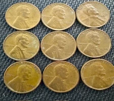 1930-P LINCLON WHEAT PENNY GROUP OF 9 ALL IN VERY FINE CONDITION FREE SHIPPING