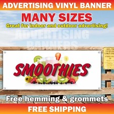 SMOOTHIES Advertising Banner Vinyl Sign health food fresh fruits tea bar drink