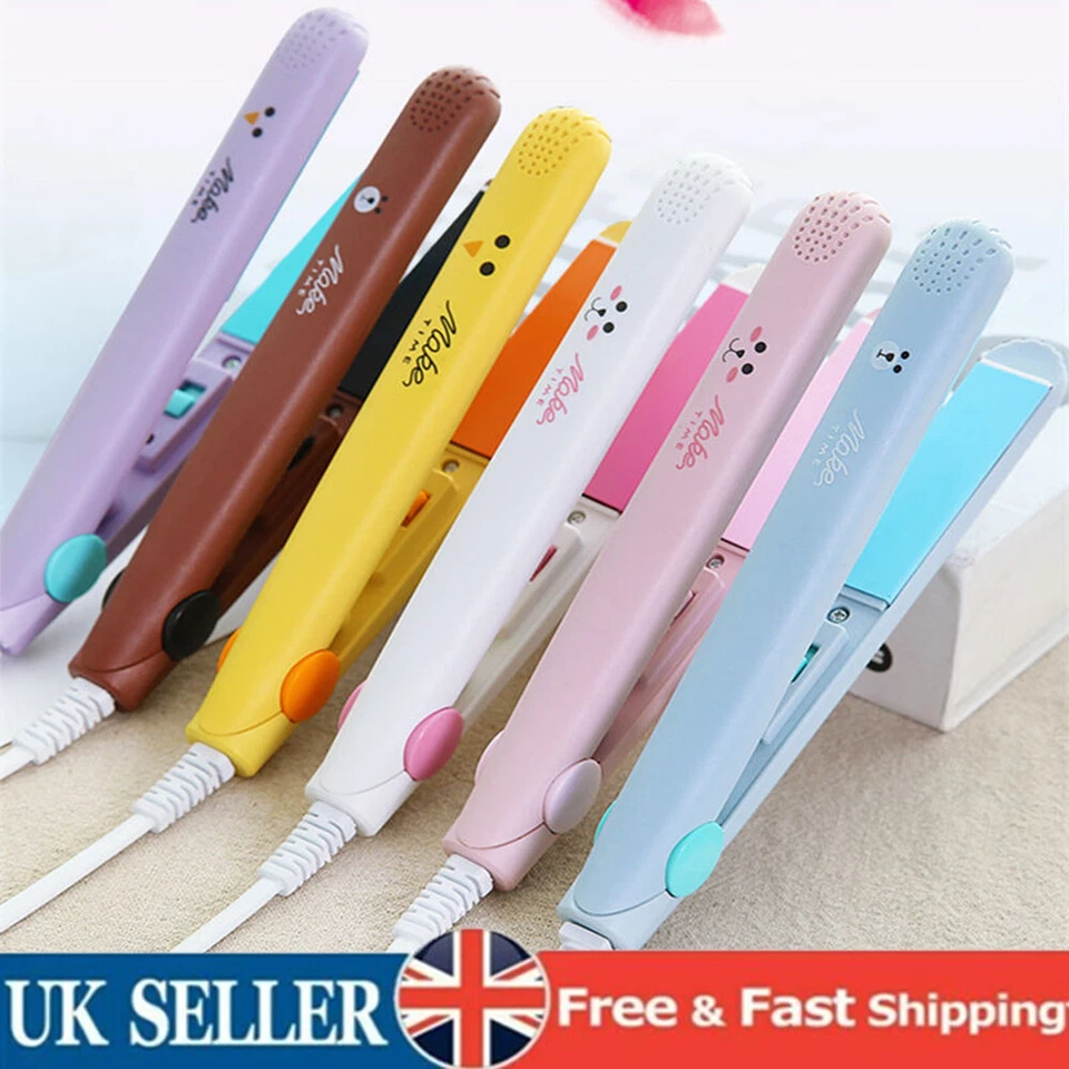TZUTOGETHER 2in-1 Ceramic Mini Hair Curler Portable Straightener Tourmaline Iron Heating New