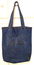 Vintage GETTYSBURG Denim Tote Bag Made in USA 100% Cotton 17"x19"