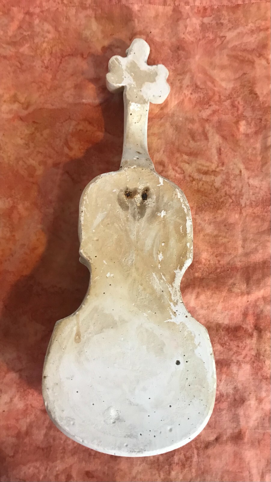 Vtg Chalkware Violin & Musical Note Shelf Set Mid Century Wall Hanging