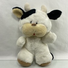 Mattel Emotions 13" Vintage Black White Cow with Cowbell 1983 Plush
