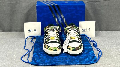ADIDAS FORUM 84 BAPE LOW SHOE  A BATHING APE  30th Anniversary ID4771 SIZE 10 