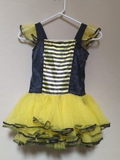 Halloween Girls Bumblebee Costume Cosplay TuTu Ruffles Satin Mesh Sz 4/6