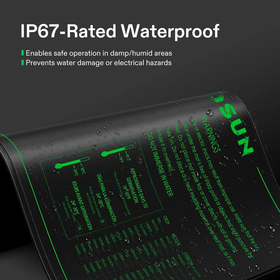 Tapete térmico VIVOSUN 48”x20,75” semente com termostato aquecedor almofada de aquecimento para planta - Imagem 4 de 4