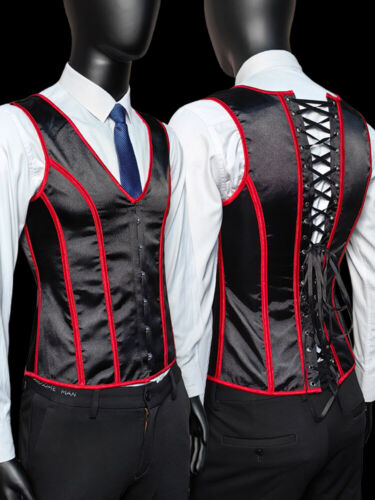 Corset Vest Medieval Dress Waistcoat Lace Up Bones Tight Tops Wedding Stage - Picture 17 of 21