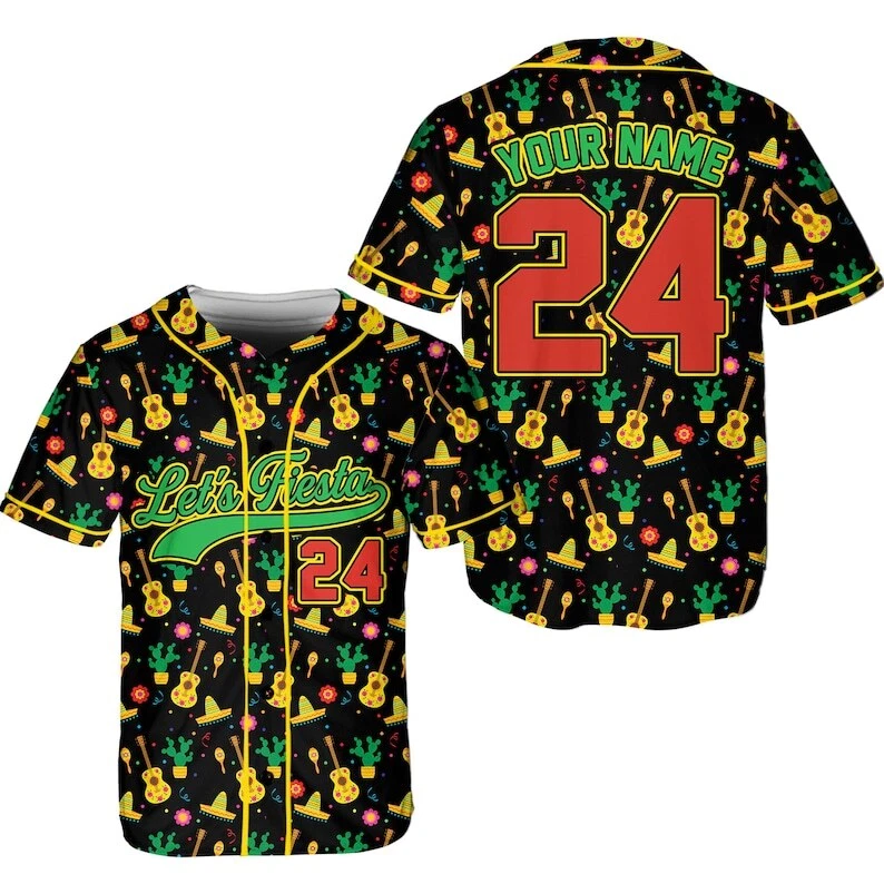 Personalized 'Let's Fiesta' Baseball Jersey, Custom Name Cinco De Mayo Shirt